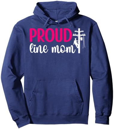 Proud Line Mom Lineman Mom of A Lineman Mama Line Mother Hoodie - Hoodie | Navy