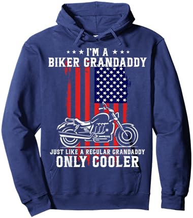 American Flag I'm A Biker Grandaddy Like A Normal Grandpa Hoodie - Hoodie | Navy