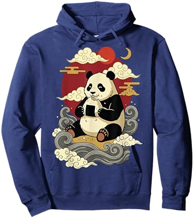 Panda Eating Onigiri Japanese Sushi Manga Japan Hoodie - Hoodie | Navy