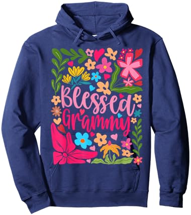 Blessed Grammy Retro Boho Flowers Floral Mother's Day Hoodie - Hoodie | Navy