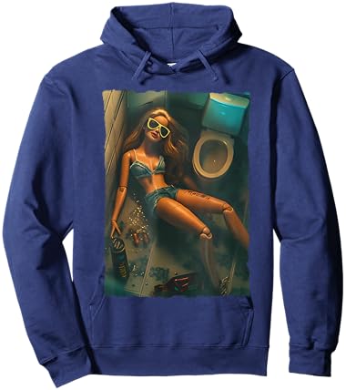 Funny Disgusting Doll face Drinking Meme Hoodie - Hoodie | Navy