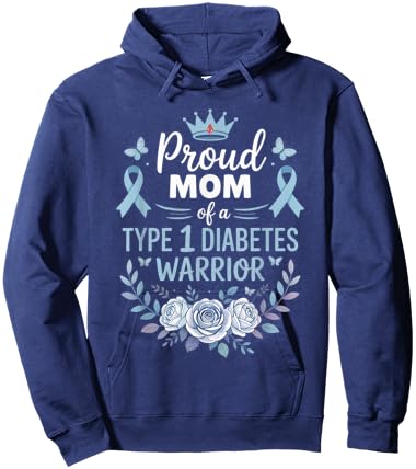 Proud Mom of Type 1 Diabetic Warrior Design Diabetes Hoodie - Hoodie | Navy