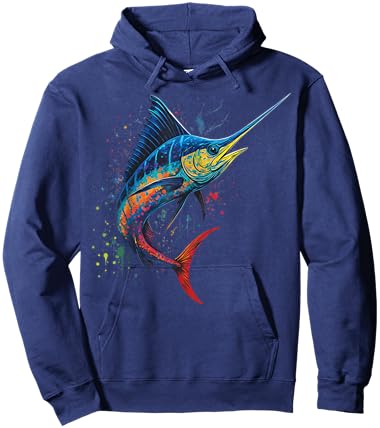 Swordfish Colorful Deep Sea Fishing Hoodie - Hoodie | Navy