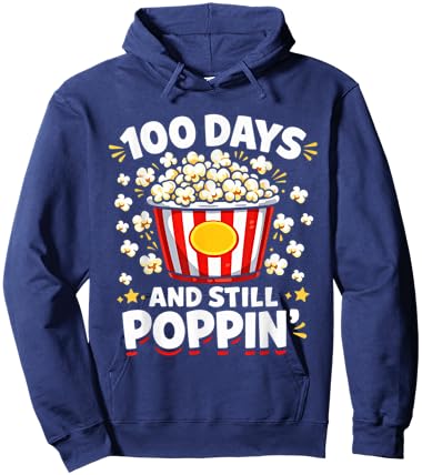 100th Day of School Popcorn 100 Days and Still Poppin Kids Hoodie - Hoodie | Navy