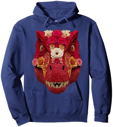 T-rex with Roses Spring Floral Dinosaur for Valentine's Day Hoodie - Hoodie | Navy