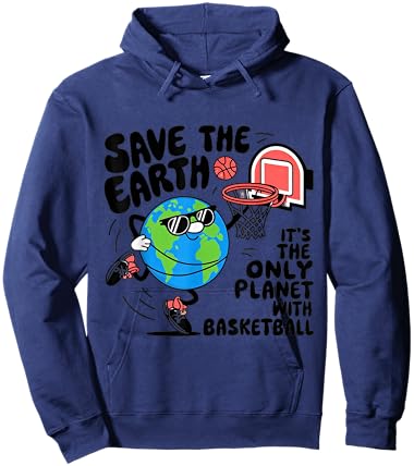Save Earth Conservation Basketball Player Earth Day Kids Hoodie - Hoodie | Navy