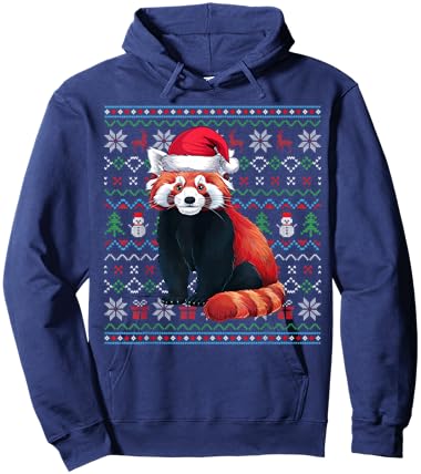 Ugly Red Panda Lovers Xmas Sweater Santa Christmas Hoodie - Hoodie | Navy