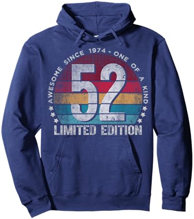 52 Year Old Gifts Vintage 1974 Limited Edition 52nd Birthday Hoodie - Hoodie | Navy