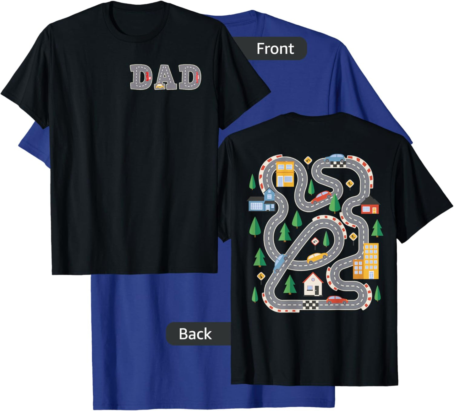 Cool Playmat Car Race Track On Back DAD Toddler (Two Side) T-Shirt - T-Shirt | Royal