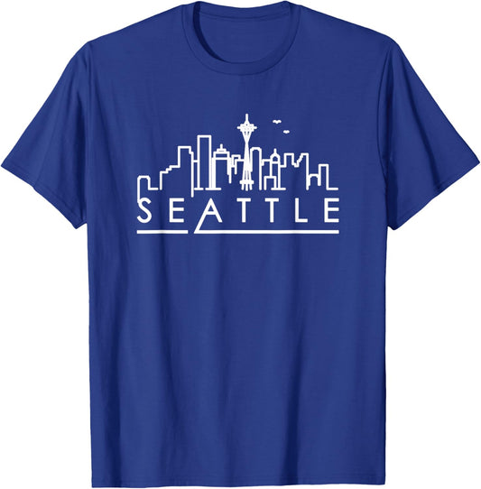 Seattle Skyline - Throwback Design - Classic T-Shirt - T-Shirt | Royal