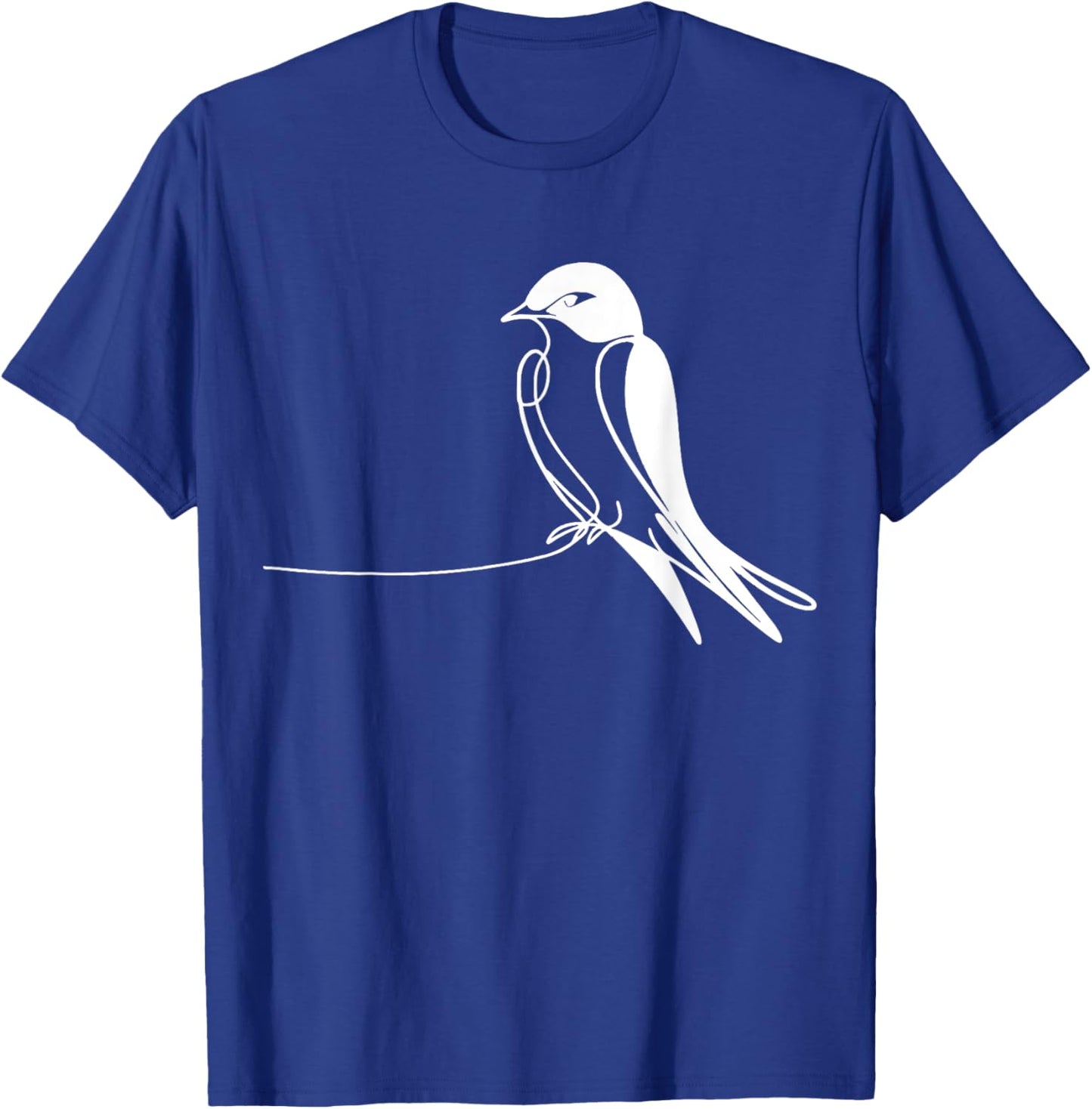 Line Art Bird & Ornithologist Purple Martin T-Shirt - T-Shirt | Royal