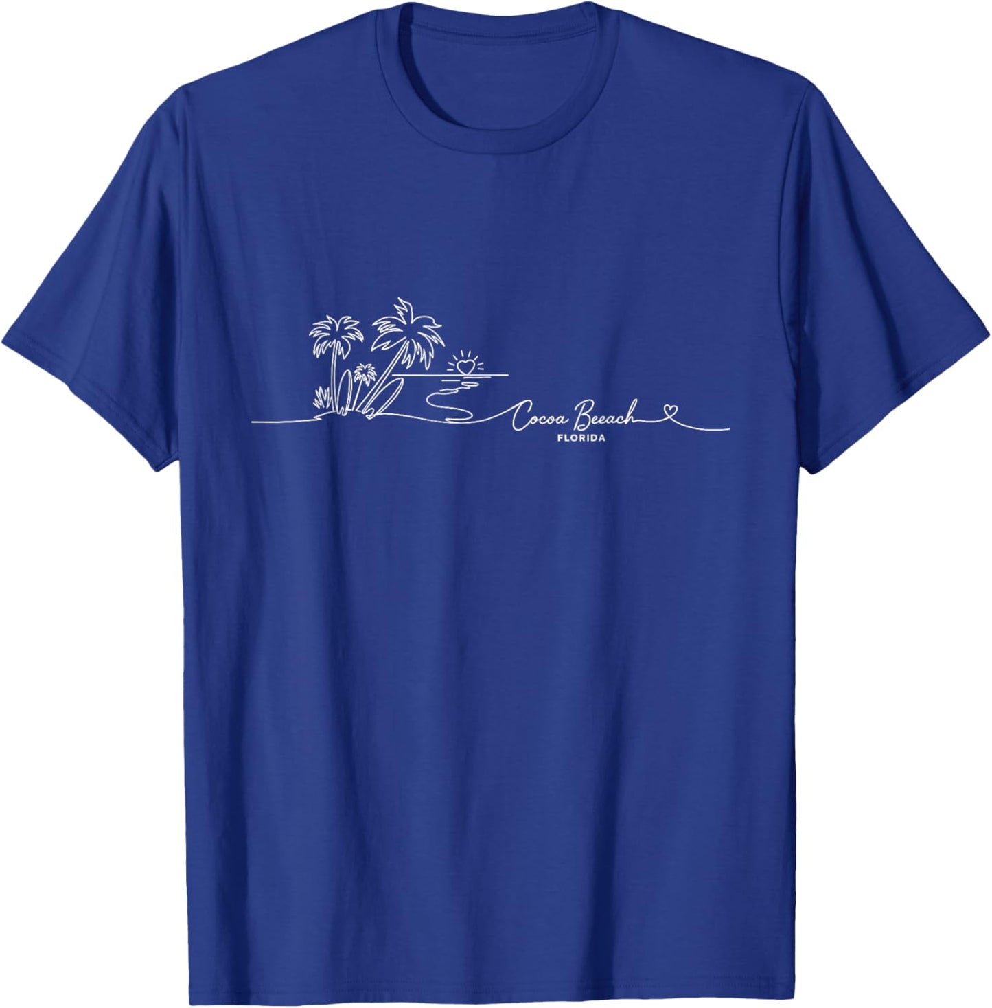Cocoa Beach, Florida Signature Heart Art - Beach Souvenir T-Shirt - T-Shirt | Royal