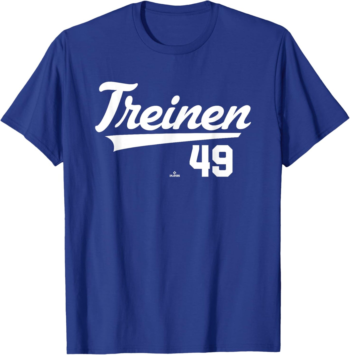 Player Name Swoosh Blake Treinen Los Angeles Baseball MLBPA T-Shirt - T-Shirt | Royal
