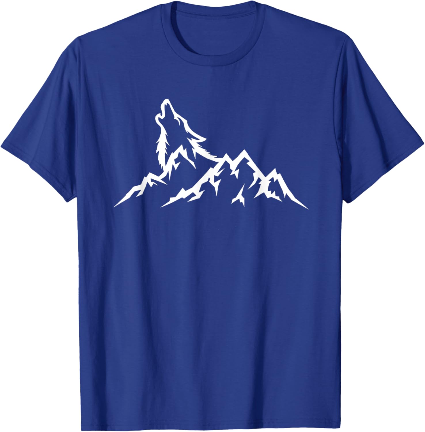 Wolf Mountain - Retro Wildlife Howling Wolf Nature T-Shirt - T-Shirt | Royal