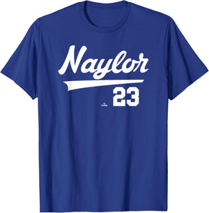 Player Name Swoosh Bo Naylor Cleveland Baseball MLBPA T-Shirt - T-Shirt | Royal