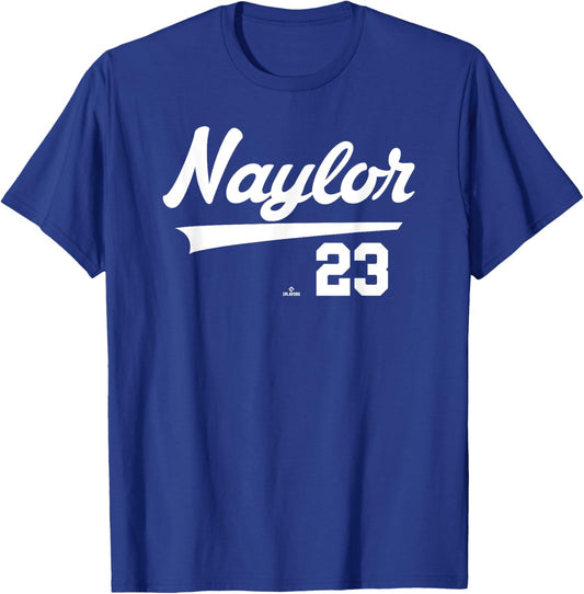 Player Name Swoosh Bo Naylor Cleveland Baseball MLBPA T-Shirt - T-Shirt | Royal