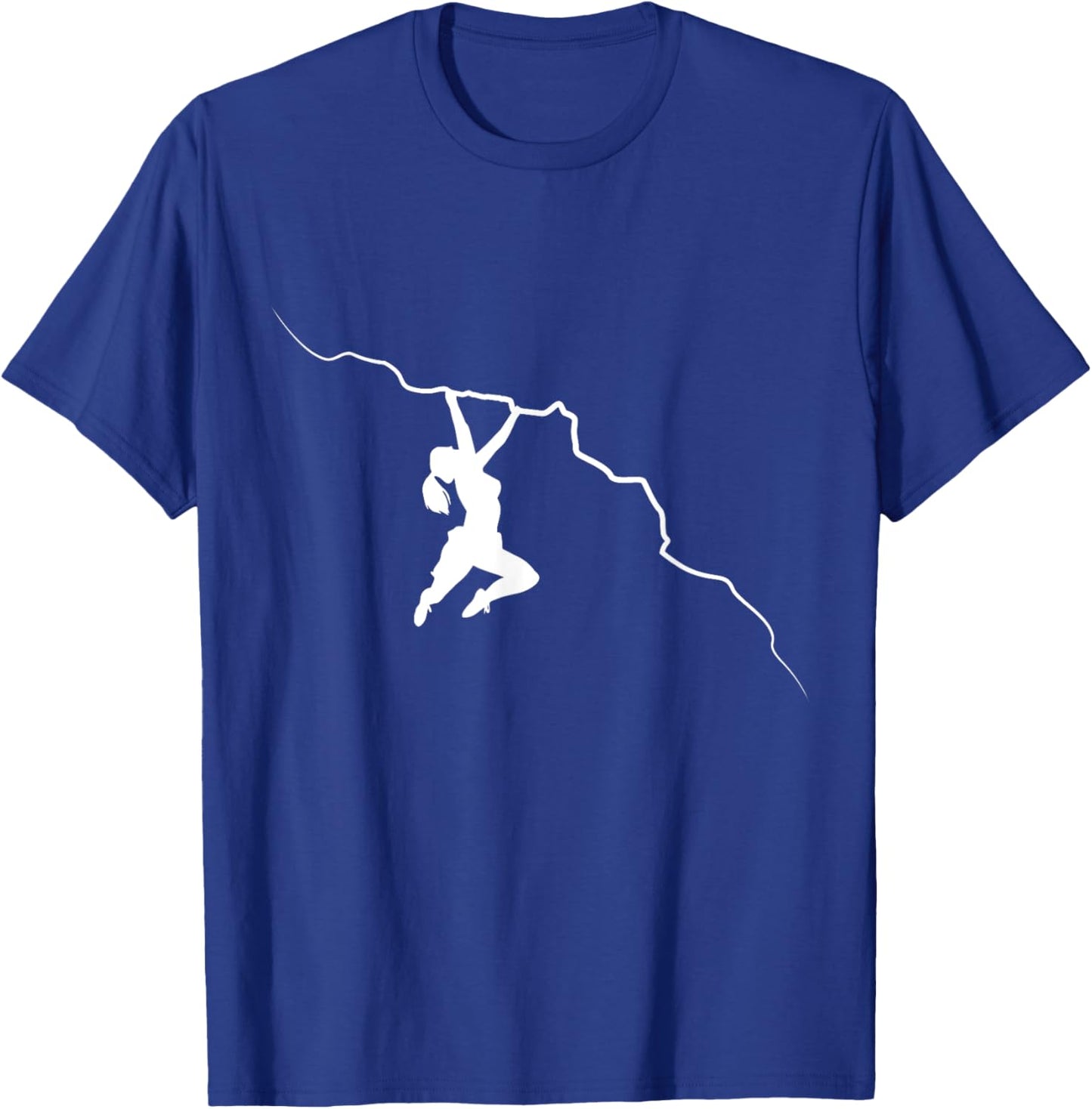 Simple Drawn line art Bouldering Rock Climbing Girl T-Shirt - T-Shirt | Royal