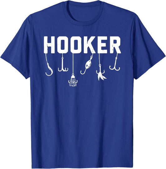 Funny Hooker Fishing Design with Hooks T-Shirt - T-Shirt | Royal
