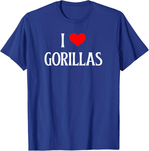 I Love Gorillas I Heart Gorillas Ape lover Simian Primate T-Shirt - T-Shirt | Royal