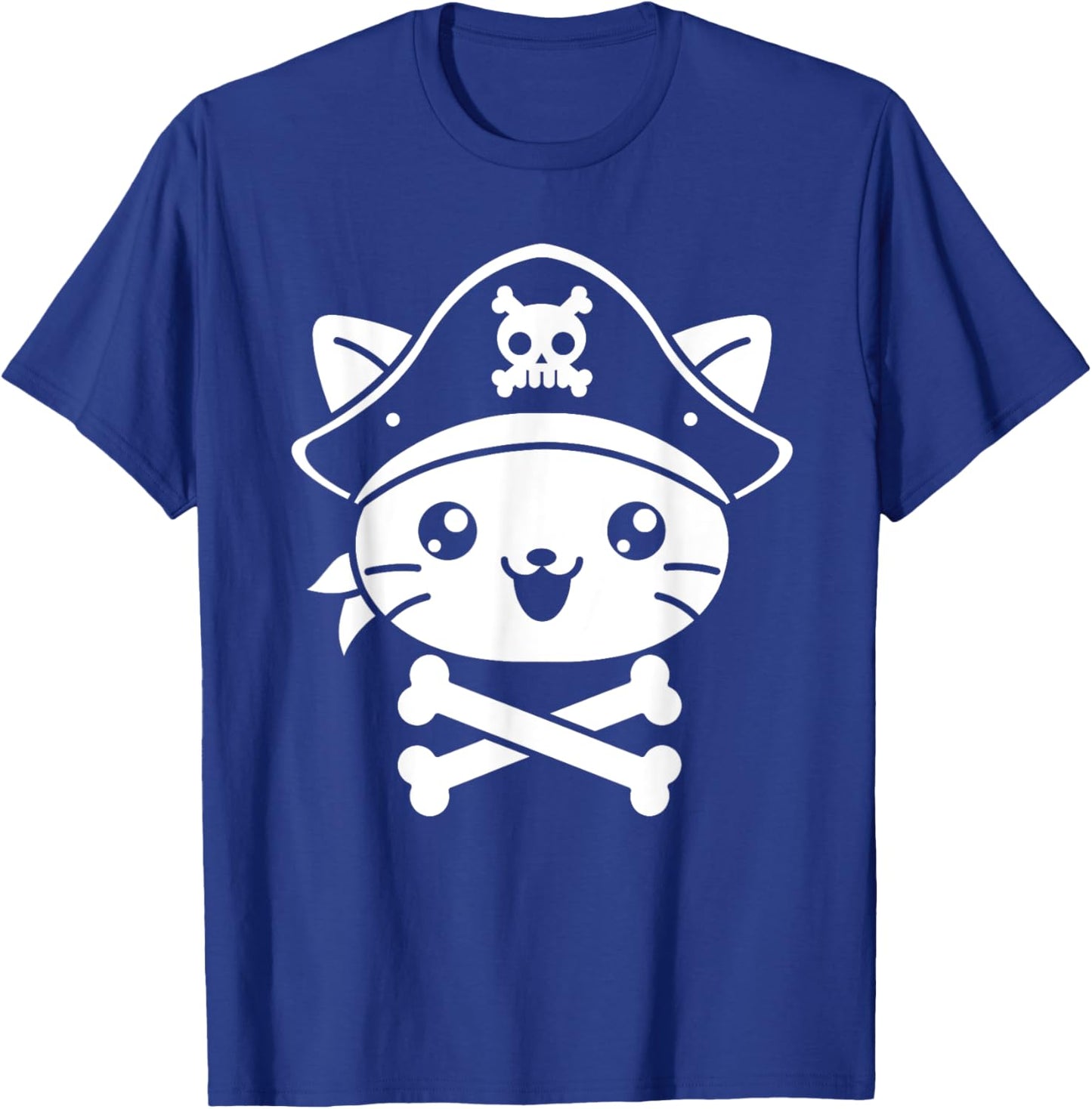 Pirate Cat Crossbones Cat Lover Kitty Cats Kitten Owner Men Women Girls Kids T-Shirt - T-Shirt | Royal
