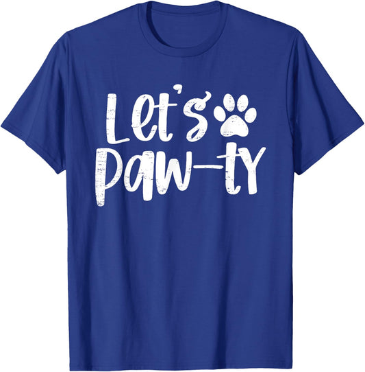 Funny Let's Paw-ty Love Dogs Mom Retro T-Shirt - T-Shirt | Royal