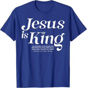 Jesus Is King On His Robe At His Thigh Was Writen T-Shirt - T-Shirt | Royal