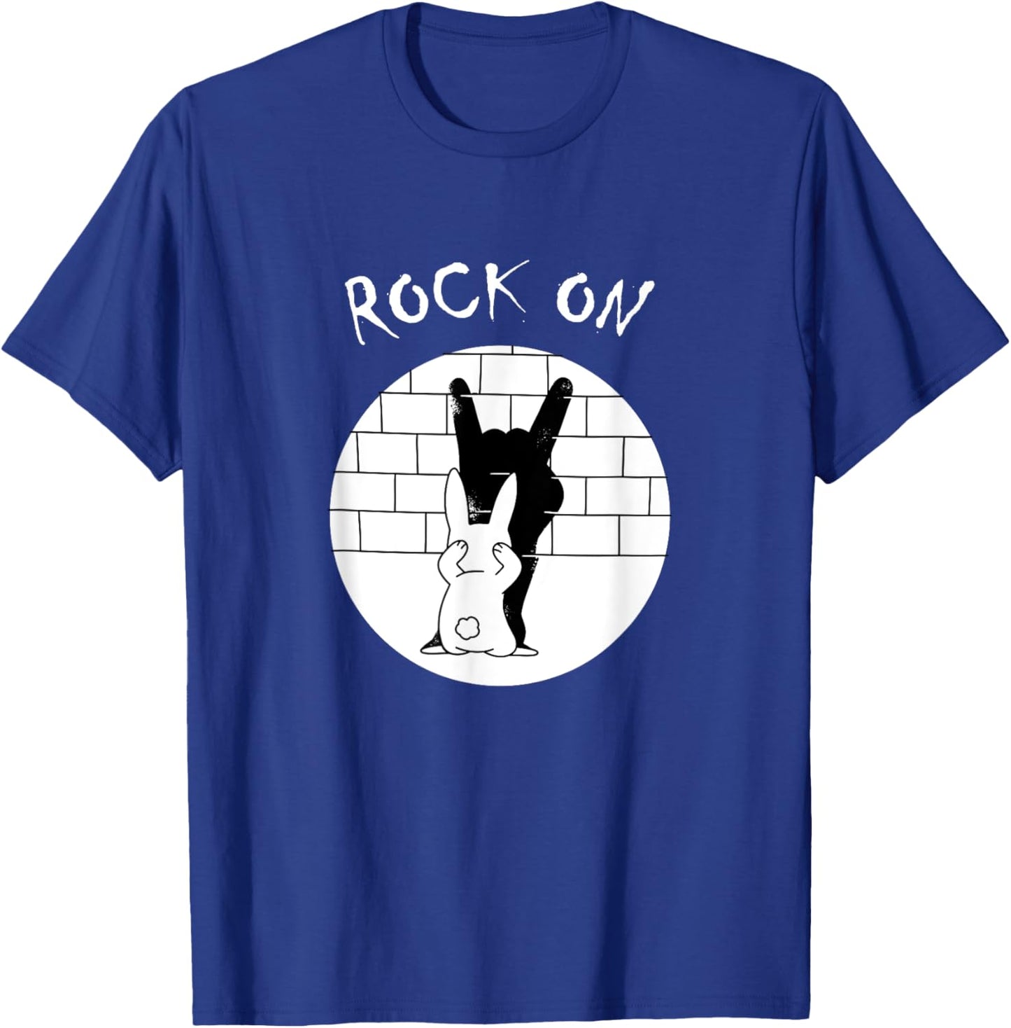 Funny Rock On Rabbit Bunny Shadow Music Rock 'n Roll Hand T-Shirt - T-Shirt | Royal