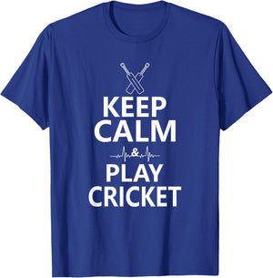 Keep Calm and Play Cricket - Funny Sports Players T-Shirt - T-Shirt | Royal