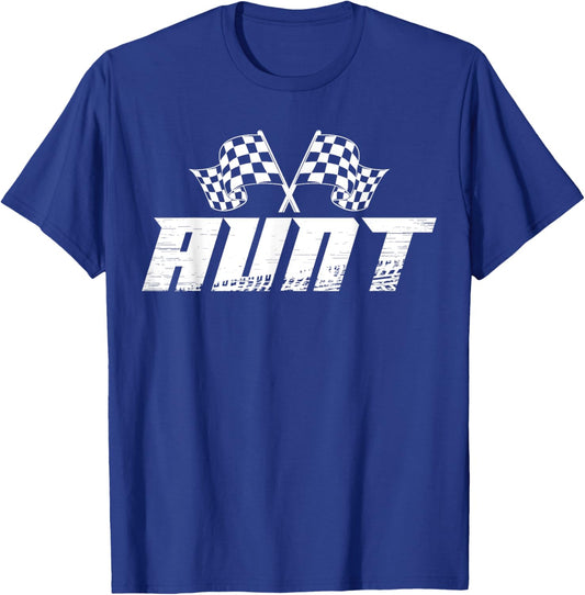 Aunt Pit Crew Family Racing Birthday Race Car T-Shirt - T-Shirt | Royal
