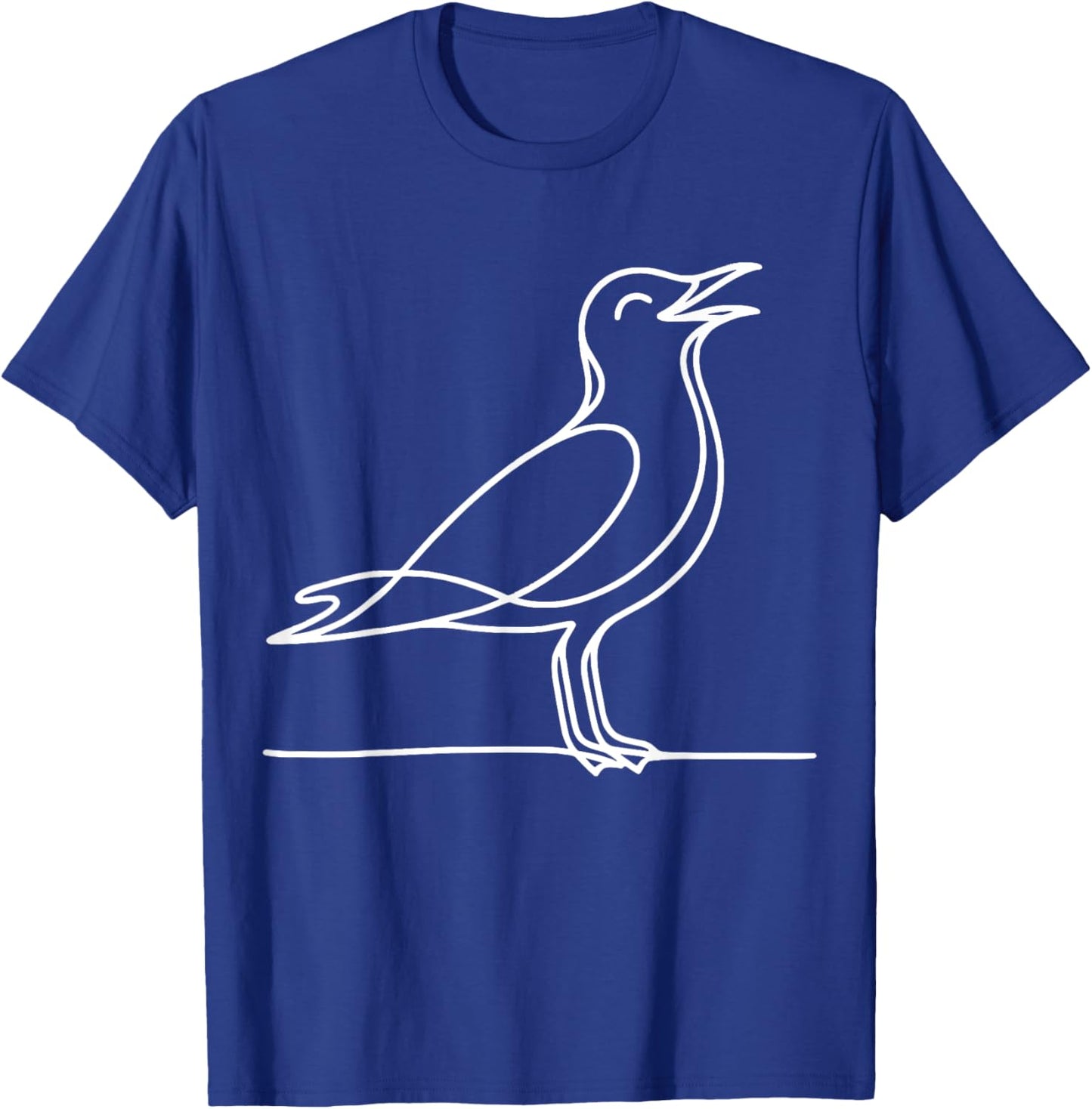 Line Art Bird & Ornithologist Laughing Gull T-Shirt - T-Shirt | Royal
