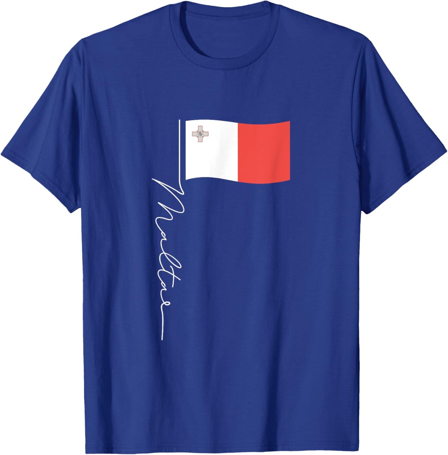 Malta Signature Flag Pole - Elegant Patriotic Maltese Flag T-Shirt - T-Shirt | Royal