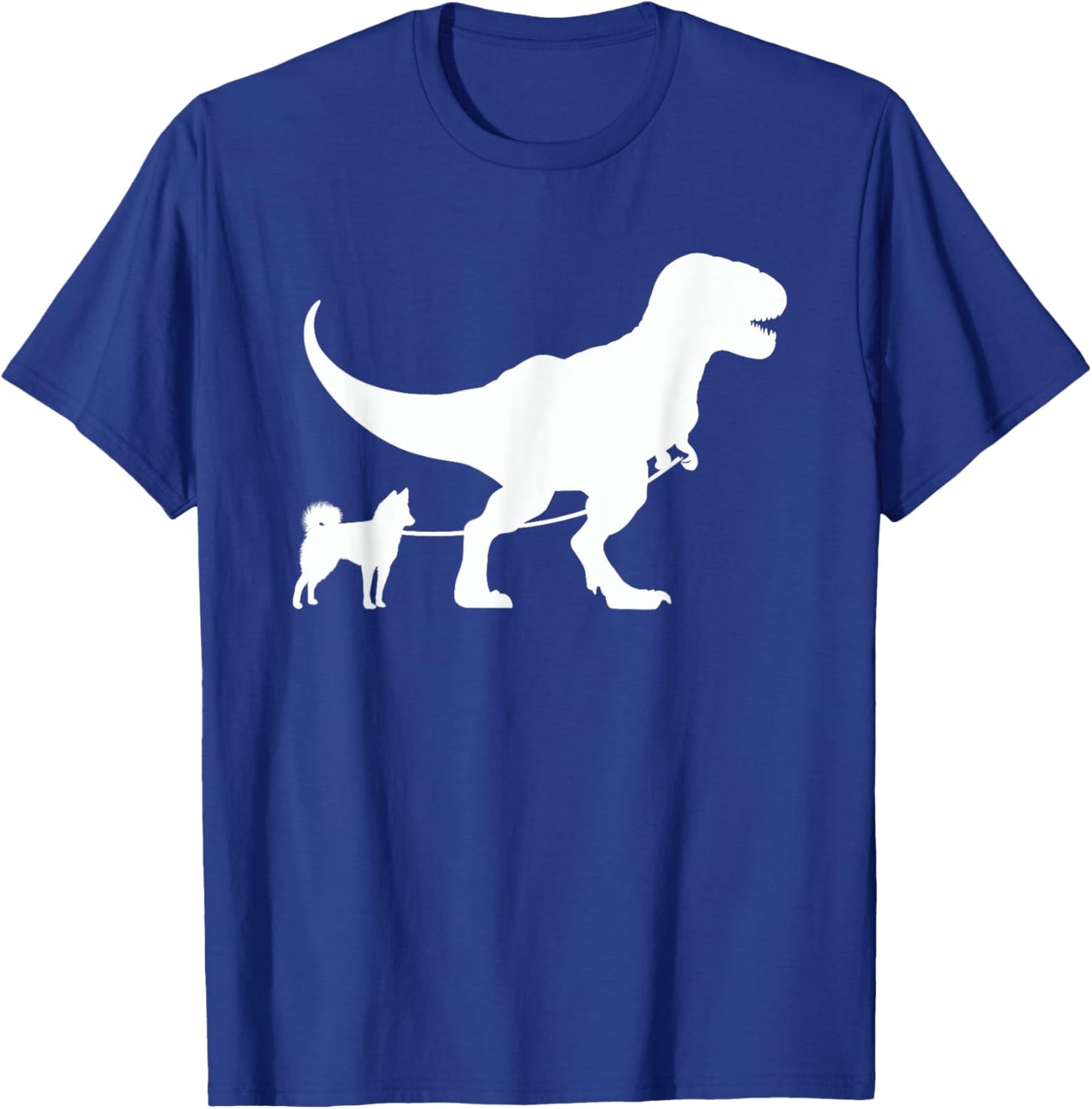 T-Rex Walking a Dog Funny Alaskan Klee Kai Dad Dog Lovers Men Women Kids T-Shirt - T-Shirt | Royal