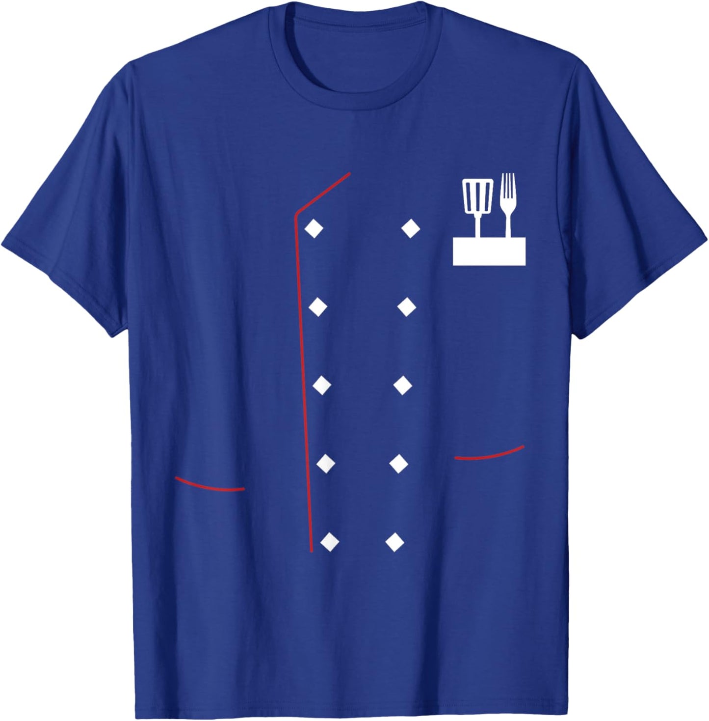 Chef Uniform Jacket Faux Cook Chef Master Cooking Costume T-Shirt - T-Shirt | Royal