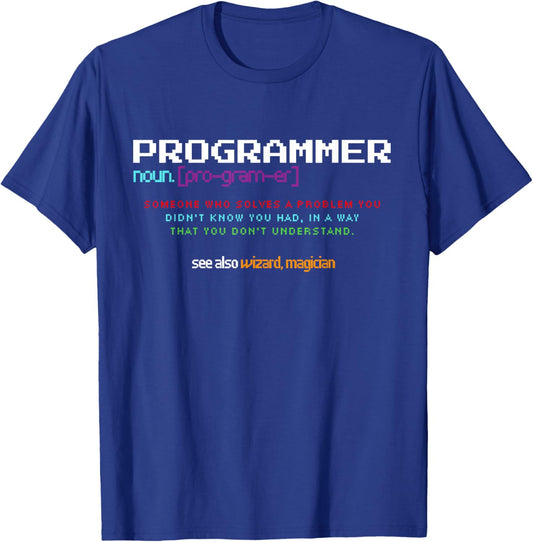 Programmer Debugging Definition Funny IT Developer Coding T-Shirt - T-Shirt | Royal