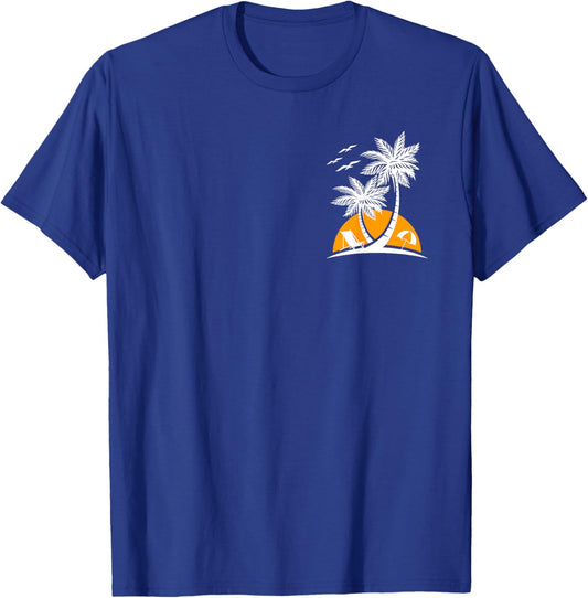 Minimalist Palm Tree Tropical Beach Sunset Summer Vacation T-Shirt - T-Shirt | Royal