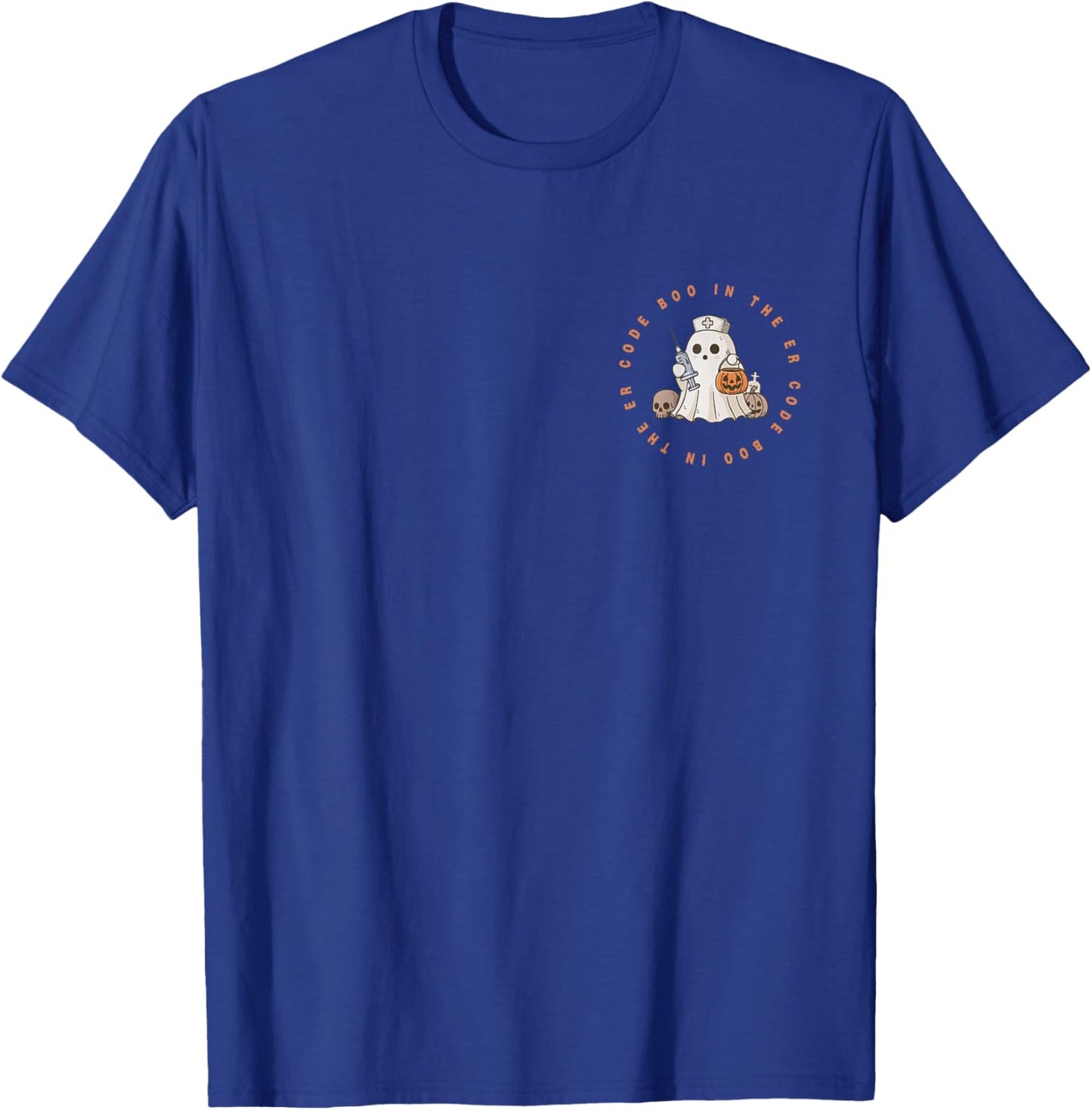 Funny Code Boo In The ER Nurse Halloween Cute Little Ghost T-Shirt - T-Shirt | Royal