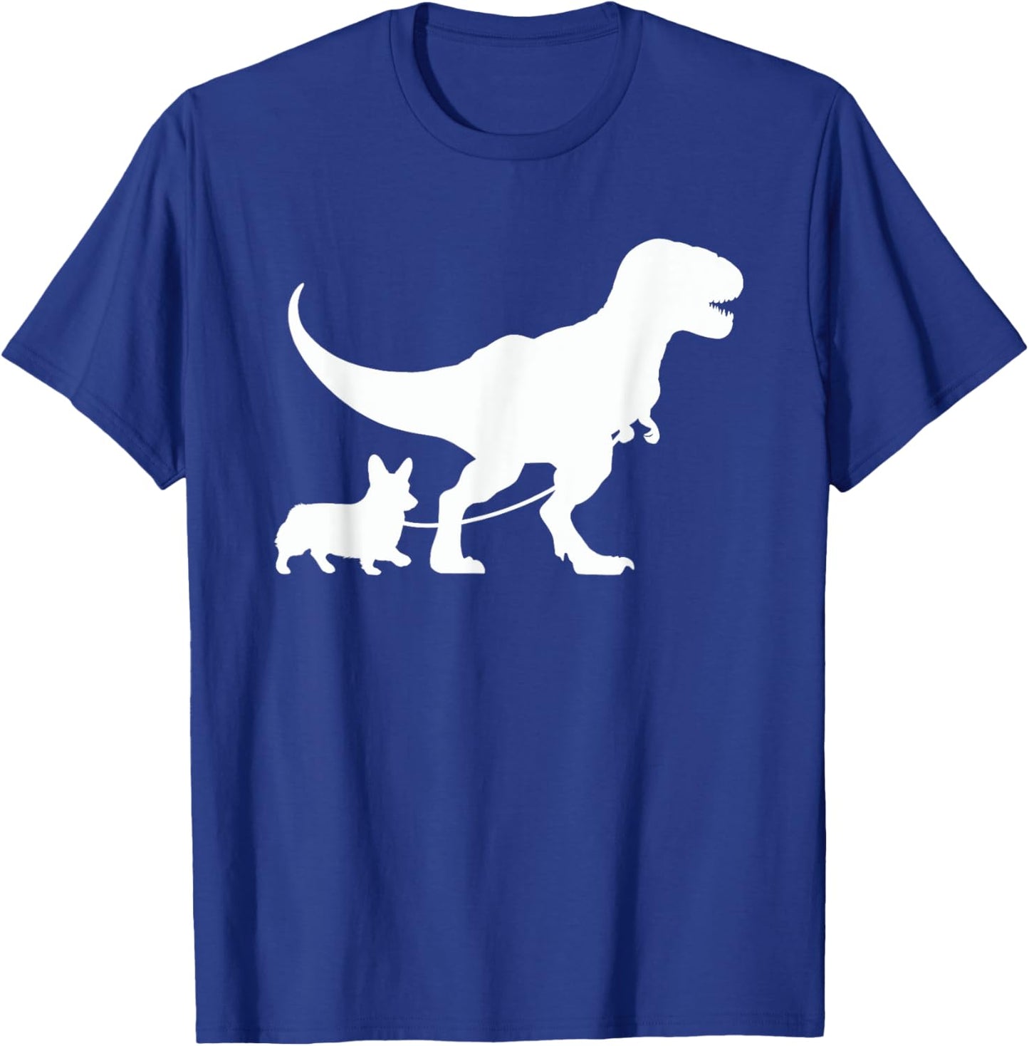 T-Rex Walking a Dog Funny Corgi Dad Dog Lovers Women Kids T-Shirt - T-Shirt | Royal