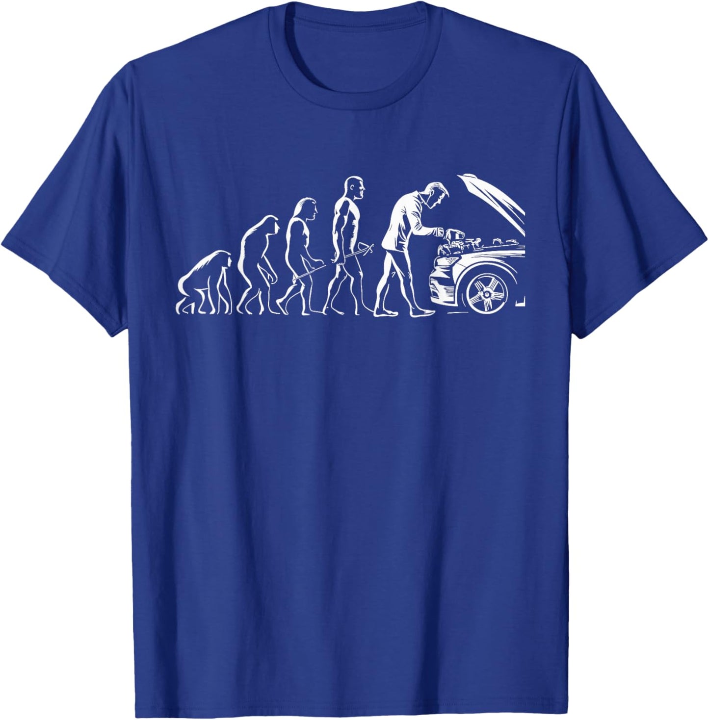 Evolution of Man Mechanic Car Lovers Car Engine T-Shirt - T-Shirt | Royal