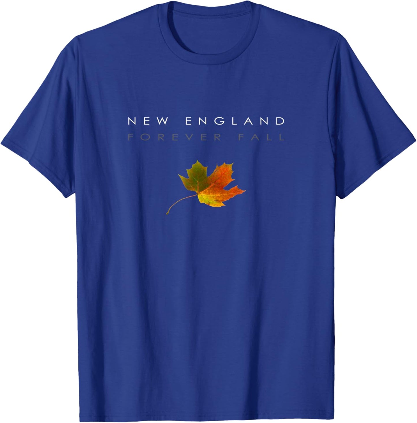 New England - Fall - Autumn - Minimalist - Falling Leaf T-Shirt - T-Shirt | Royal