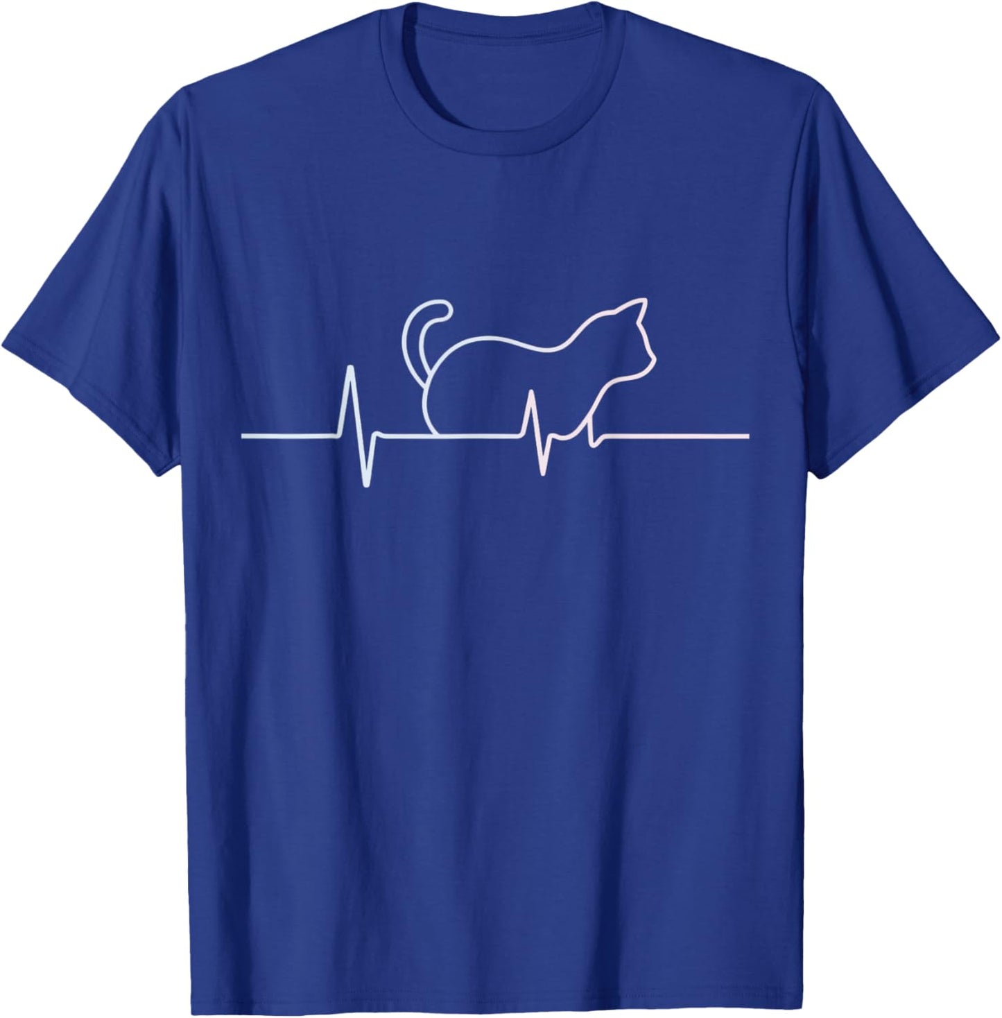 Heartbeat Cat Lover Pulse Line Cute Kitten Silhouette T-Shirt - T-Shirt | Royal
