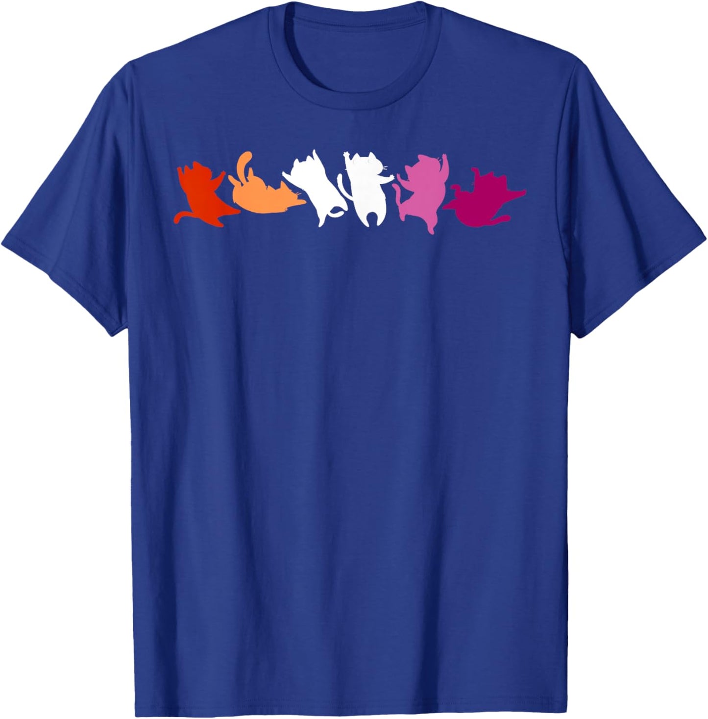 Playful Cats in Lesbian Pride Colors Cute & Fun T-Shirt - T-Shirt | Royal