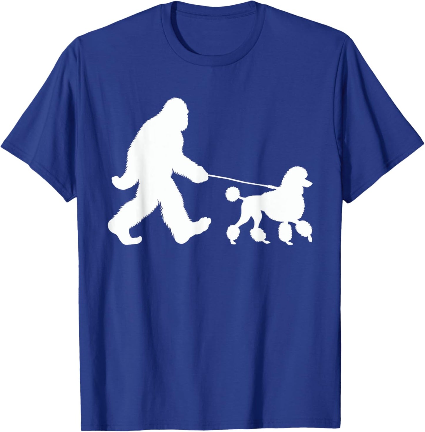 Bigfoot Walking a Dog Funny Standard Poodle Lovers Dog Dad T-Shirt - T-Shirt | Royal