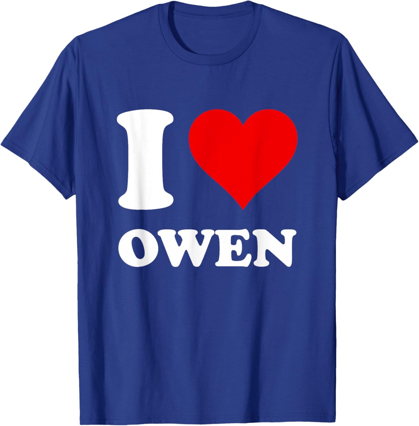 Red Heart I Love Owen T-Shirt - T-Shirt | Royal