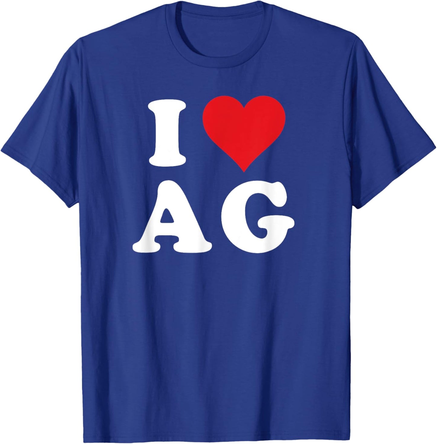 I Heart AG Initials I Love A.G. First And Last Name A G T-Shirt - T-Shirt | Royal