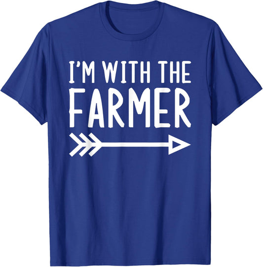 I'm With The Farmer Funny Matching Halloween Couple Costume T-Shirt - T-Shirt | Royal