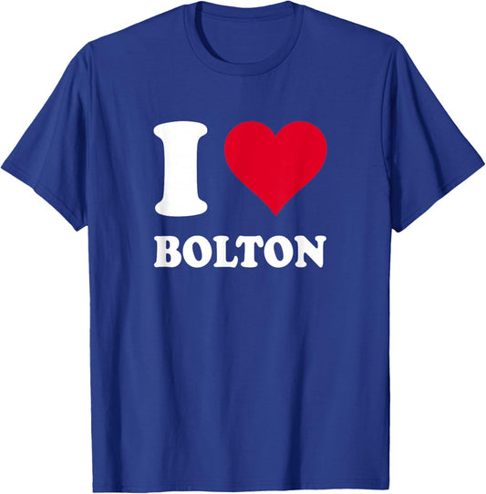 Red Heart I Love Bolton T-Shirt - T-Shirt | Royal