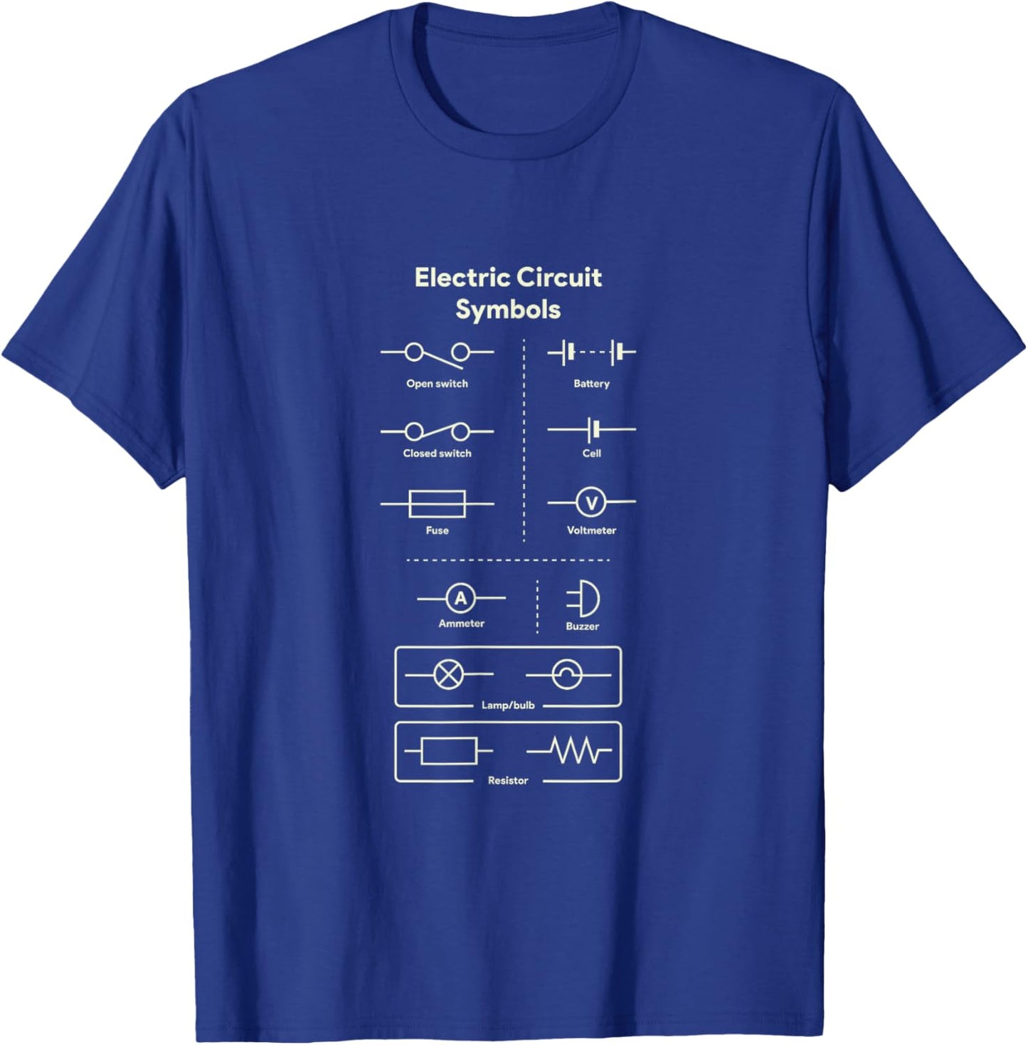 Electric Circuit Symbols T-Shirt - T-Shirt | Royal