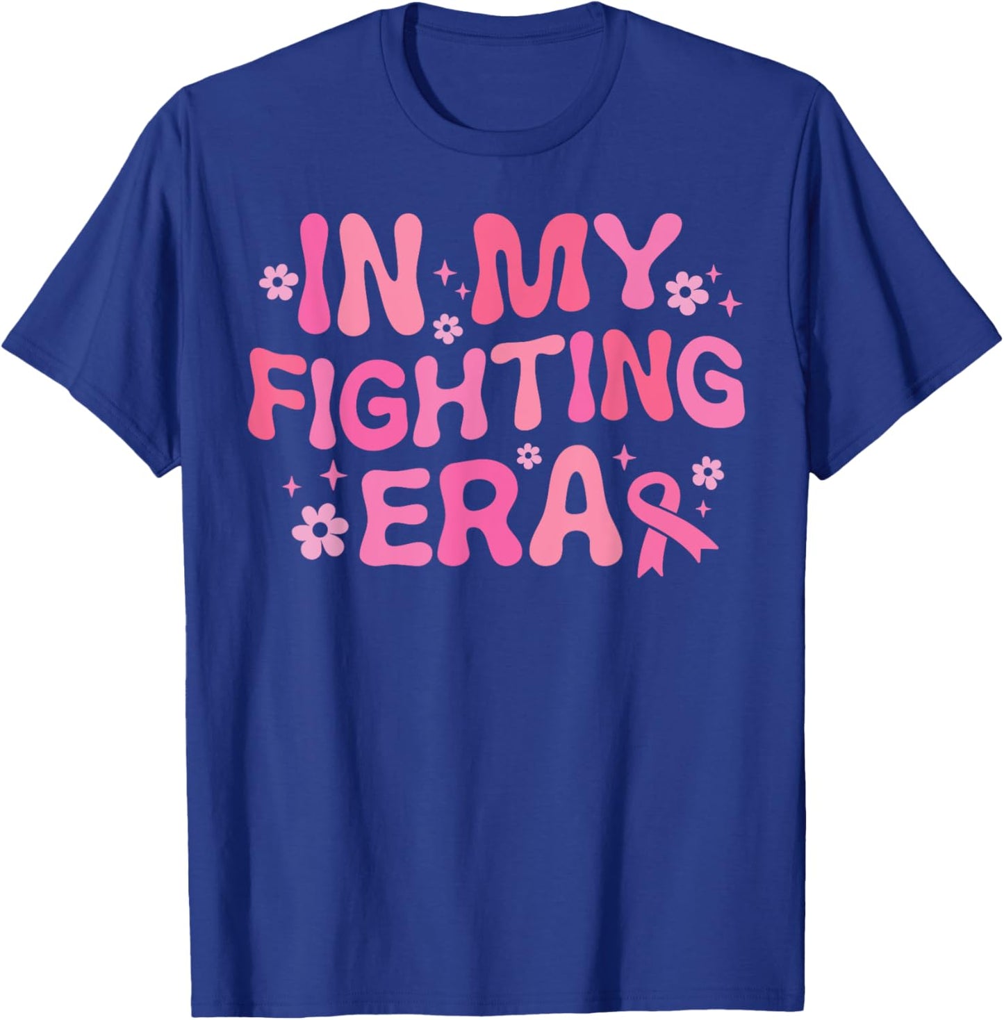 In My Fighting Era Breast Cancer Awareness Warrior Groovy T-Shirt - T-Shirt | Royal