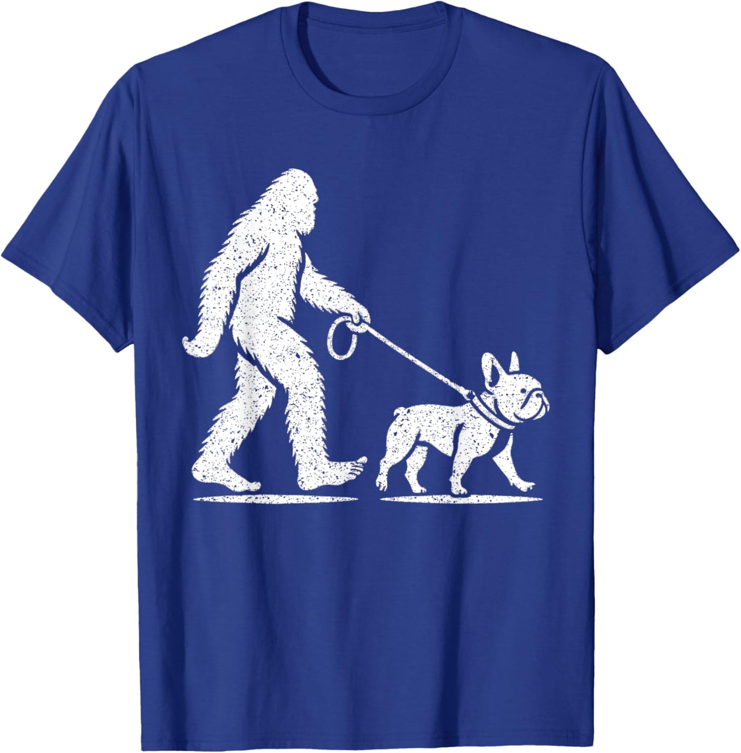 Bigfoot Walking A French Bulldog Sasquatch Design Men Women Kids T-Shirt - T-Shirt | Royal