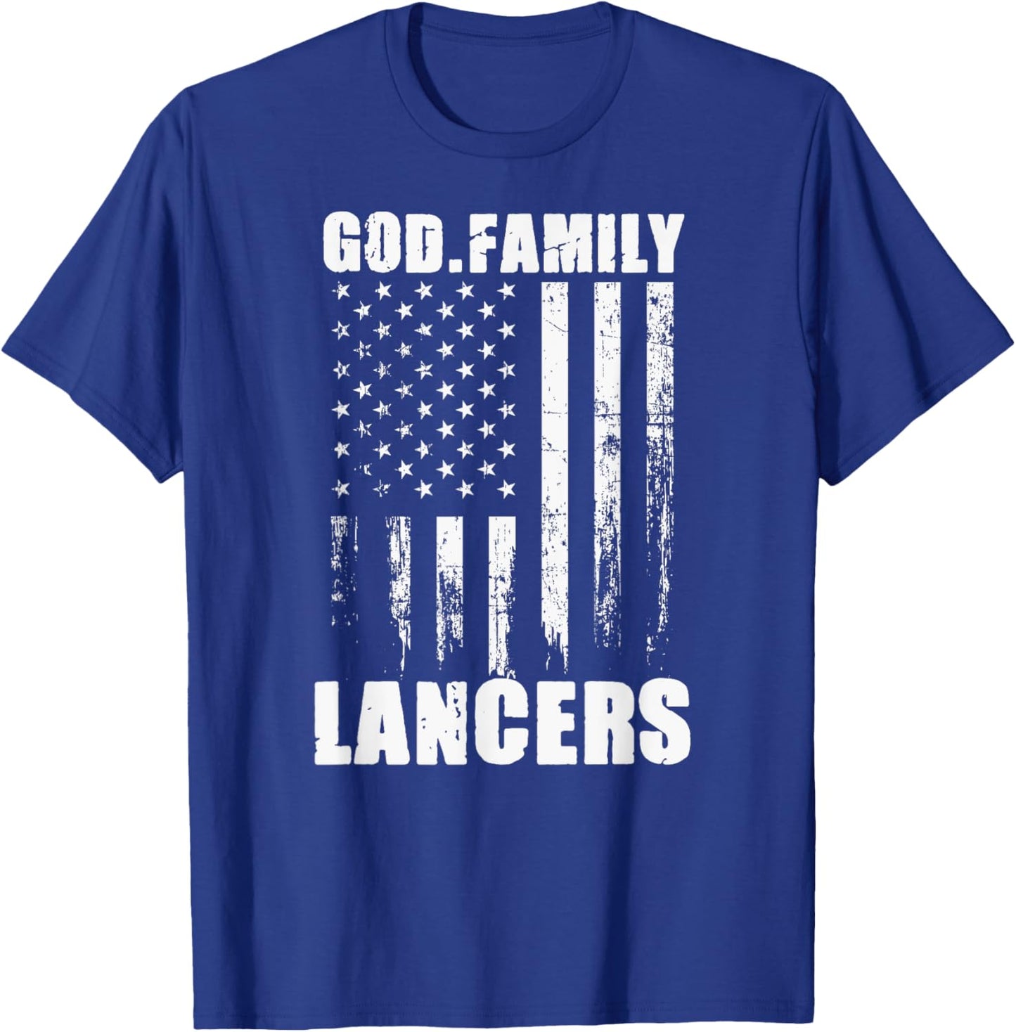 Lakewood Lancers God. Family. Vintage USA Flag T-Shirt - T-Shirt | Royal